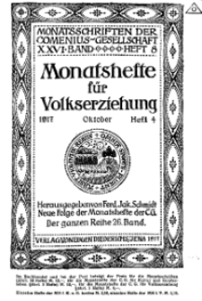 Monatshefte der Comenius-Gesellschaft für Volkserziehung, Oktober 1917, 25. Band, Heft 4