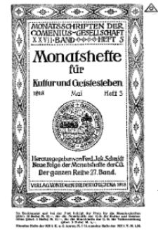 Monatshefte der Comenius-Gesellschaft für Kultur und Geistesleben, Mai 1918, 27. Band, Heft 3