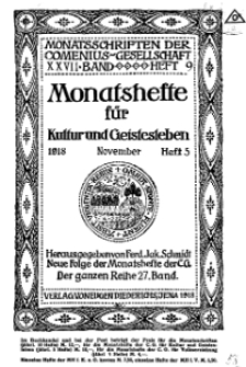 Monatshefte der Comenius-Gesellschaft für Kultur und Geistesleben, November 1918, 27. Band, Heft 5
