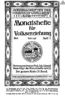 Monatshefte der Comenius-Gesellschaft für Volkserziehung, Februar 1918, 26. Band, Heft 1