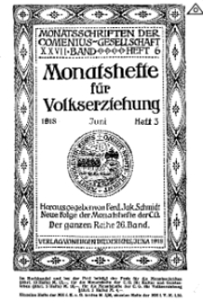Monatshefte der Comenius-Gesellschaft für Volkserziehung, Juni 1918, 26. Band, Heft 3