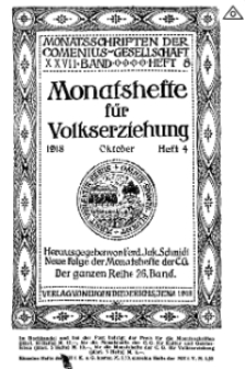 Monatshefte der Comenius-Gesellschaft für Volkserziehung, Oktober 1918, 26. Band, Heft 4