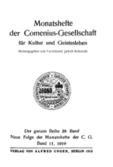 Monatshefte der Comenius-Gesellschaft für Kultur und Geistesleben, 1919, 28. Band, Inhalts