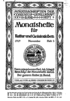 Monatshefte der Comenius-Gesellschaft für Kultur und Geistesleben, November 1919, 28. Band, Heft 5