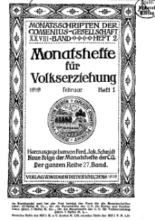 Monatshefte der Comenius-Gesellschaft für Volkserziehung, Februar 1919, 27. Band, Heft 1
