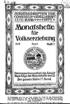 Monatshefte der Comenius-Gesellschaft für Volkserziehung, April 1919, 27. Band, Heft 2