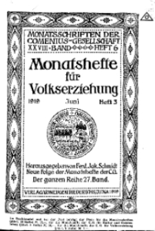 Monatshefte der Comenius-Gesellschaft für Volkserziehung, Juni 1919, 27. Band, Heft 3