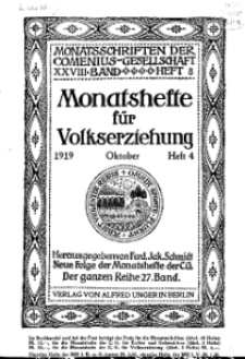Monatshefte der Comenius-Gesellschaft für Volkserziehung, Oktober 1919, 27. Band, Heft 4