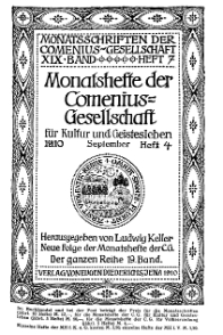 Monatshefte der Comenius-Gesellschaft für Kultur und Geistesleben, September 1910, 19. Band, Heft 4