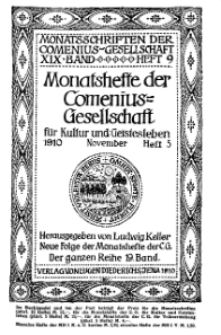 Monatshefte der Comenius-Gesellschaft für Kultur und Geistesleben, November 1910, 19. Band, Heft 5
