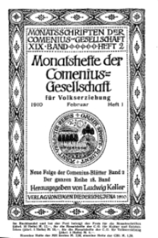 Monatshefte der Comenius-Gesellschaft für Volkserziehung, Februar 1910, 18. Band, Heft 1