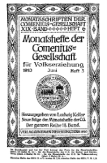 Monatshefte der Comenius-Gesellschaft für Volkserziehung, Juni 1910, 18. Band, Heft 3