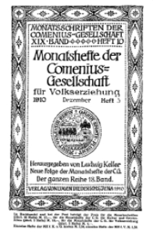 Monatshefte der Comenius-Gesellschaft für Volkserziehung, Dezember 1910, 18. Band, Heft 5