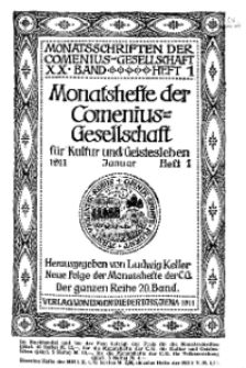 Monatshefte der Comenius-Gesellschaft für Kultur und Geistesleben, Januar 1911, 20. Band, Heft 1