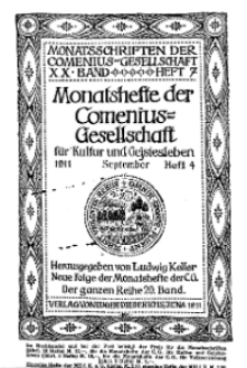 Monatshefte der Comenius-Gesellschaft für Kultur und Geistesleben, September 1911, 20. Band, Heft 4