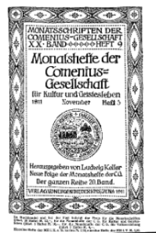 Monatshefte der Comenius-Gesellschaft für Kultur und Geistesleben, November 1911, 20. Band, Heft 5