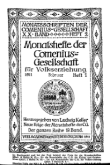 Monatshefte der Comenius-Gesellschaft für Volkserziehung, Februar 1911, 19. Band, Heft 1