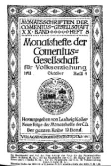 Monatshefte der Comenius-Gesellschaft für Volkserziehung, Oktober 1911, 19. Band, Heft 4