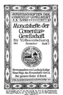 Monatshefte der Comenius-Gesellschaft für Volkserziehung, Dezember 1911, 19. Band, Heft 5