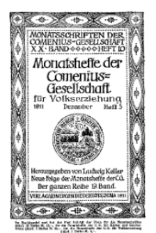Monatshefte der Comenius-Gesellschaft für Volkserziehung, Dezember 1911, 19. Band, Heft 5