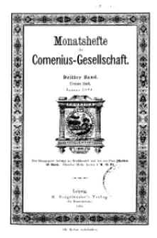 Monatshefte der Comenius-Gesellschaft, Januar 1894, 3. Band, Heft 1