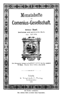 Monatshefte der Comenius-Gesellschaft, Juni - Juli 1894, 3. Band, Heft 6-7
