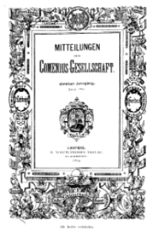 Mitteilungen der Comenius-Gesellschaft. Comenius-Blätter für Volkserziehnng, Januar 1894, II Jahrgang, Nr. 1