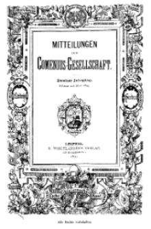 Mitteilungen der Comenius-Gesellschaft. Comenius-Bl&auml;tter f&uuml;r Volkserziehnng, Februar - M&auml;rz 1894, II Jahrgang, Nr. 2-3