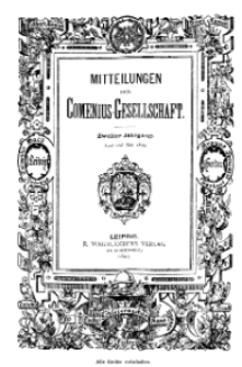 Mitteilungen der Comenius-Gesellschaft. Comenius-Blätter für Volkserziehnng, April - Mai 1894, II Jahrgang, Nr. 4-5