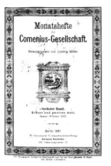 Monatshefte der Comenius-Gesellschaft, Januar - Februar 1897, 6. Band, Heft 1-2