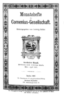 Monatshefte der Comenius-Gesellschaft, März - April 1897, 6. Band, Heft 3-4