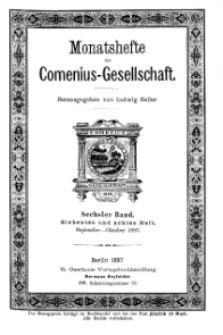 Monatshefte der Comenius-Gesellschaft, September - Oktober 1897, 6. Band, Heft 7-8