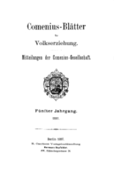 Comenius-Blätter für Volkserziehung, 1897, V Jahrgang, Inhalt