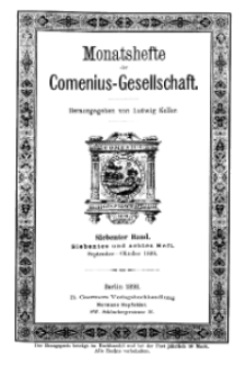 Monatshefte der Comenius-Gesellschaft, September - Oktober 1898, 7. Band, Heft 7-8
