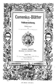 Comenius-Blätter für Volkserziehung, November - Dezember 1898, VI Jahrgang, Nr. 9-10