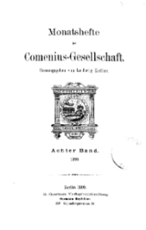 Monatshefte der Comenius-Gesellschaft, 1899, 8. Band, Inhalt