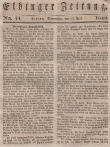 Elbinger Zeitung, No. 44 Donnerstag, 19. April 1849