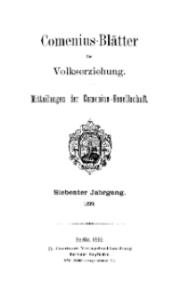 Comenius-Blätter für Volkserziehung, 1899, VII Jahrgang, Inhalt