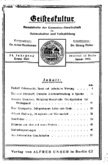 Geisteskultur. Monatshefte der Comenius-Gesellschaft für Kultur und Geistesleben, Januar 1925, 34. Band, Heft 1