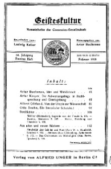Geisteskultur. Monatshefte der Comenius-Gesellschaft für Kultur und Geistesleben, Februar 1925, 34. Band, Heft 2