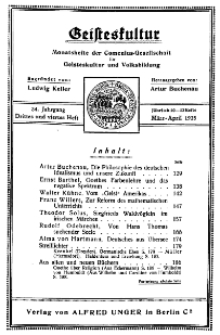 Geisteskultur. Monatshefte der Comenius-Gesellschaft für Kultur und Geistesleben, März - April 1925, 34. Band, Heft 3-4