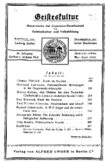 Geisteskultur. Monatshefte der Comenius-Gesellschaft für Kultur und Geistesleben, Mai - Juni 1925, 34. Band, Heft 5-6