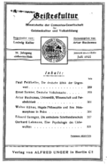 Geisteskultur. Monatshefte der Comenius-Gesellschaft für Kultur und Geistesleben, Juli 1925, 34. Band, Heft 7