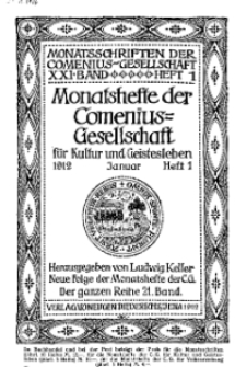Monatshefte der Comenius-Gesellschaft für Kultur und Geistesleben, Januar 1912, 21. Band, Heft 1