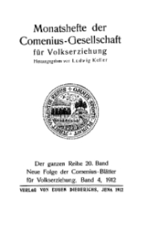 Monatshefte der Comenius-Gesellschaft für Volkserziehung, 1912, 20. Band, Inhalts