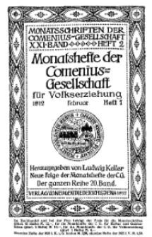 Monatshefte der Comenius-Gesellschaft für Volkserziehung, Februar 1912, 20. Band, Heft 1