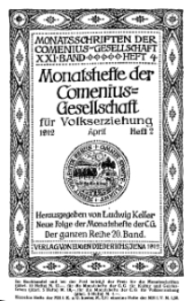 Monatshefte der Comenius-Gesellschaft für Volkserziehung, April 1912, 20. Band, Heft 2