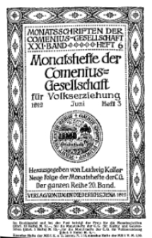 Monatshefte der Comenius-Gesellschaft für Volkserziehung, Juni 1912, 20. Band, Heft 3