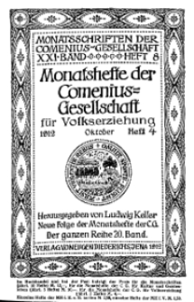 Monatshefte der Comenius-Gesellschaft für Volkserziehung, Oktober 1912, 20. Band, Heft 4