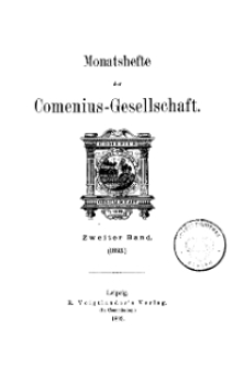 Monatshefte der Comenius-Gesellschaft, 1893, 2. Band, Inhalt